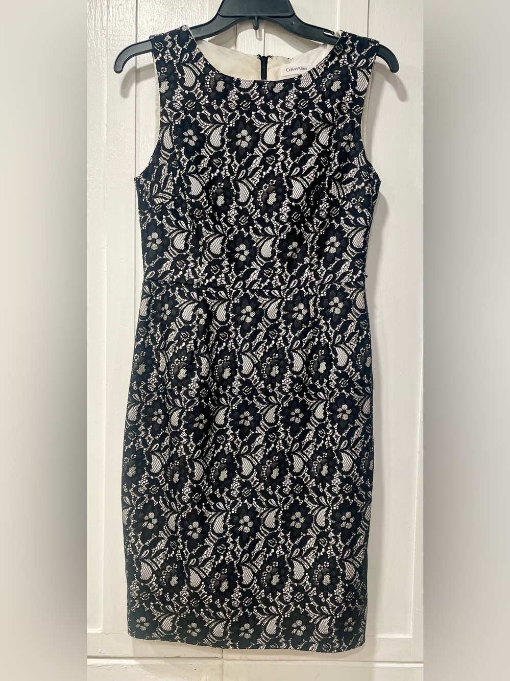Ann Taylor Petites Black Lace Sheath Dress Sleeveless Lined Midi Size 4P